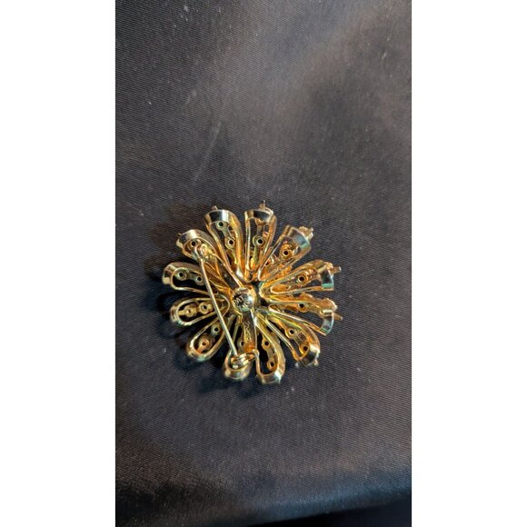 vintage Coro Cosmic Starburst Brooch Pin  Blue  Clear Rhinestones 2" - Picture 4 of 8